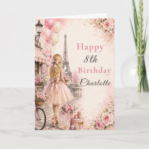 Carte Fête d'anniversaire Rose Paris