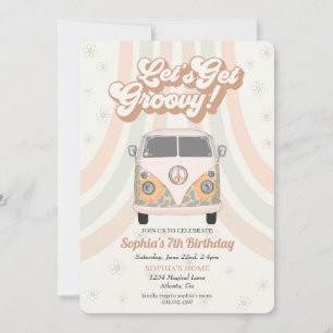 Carte Fête d'anniversaire super, les années 70 invitatio