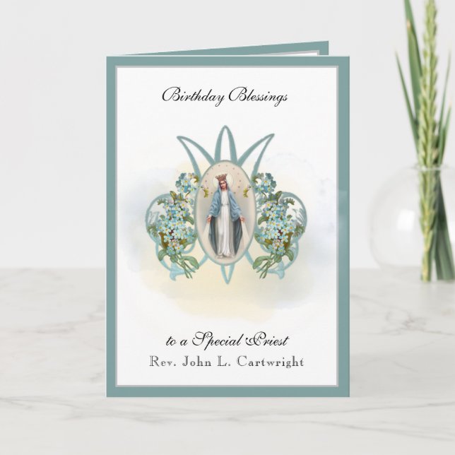 Carte Fête d'anniversaire Vierge Marie Élégante Religieu (Devant)