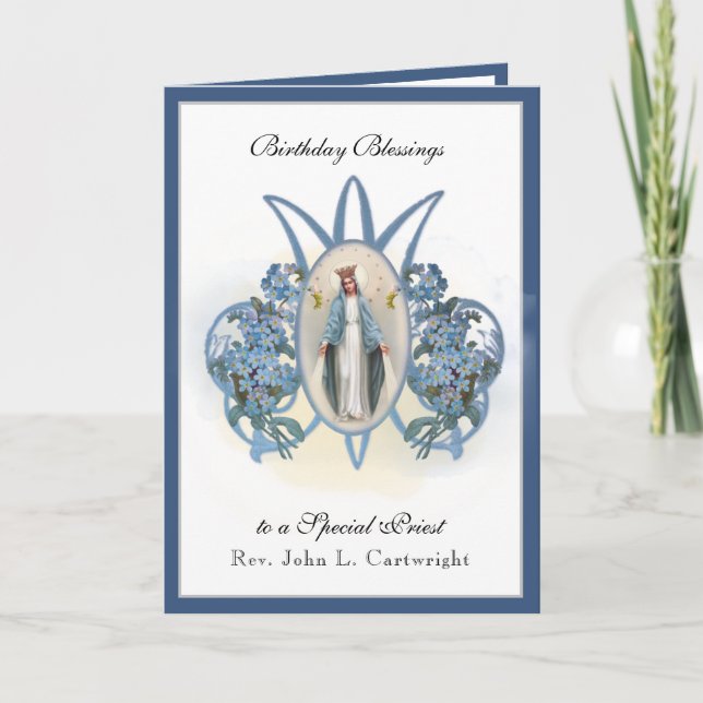 Carte Fête d'anniversaire Vierge Marie Élégante Religieu (Devant)