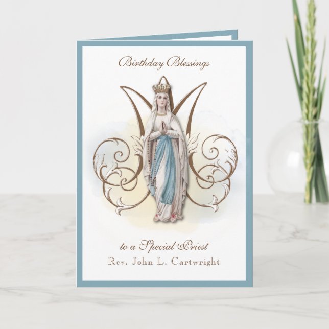 Carte Fête d'anniversaire Vierge Marie Lourdes (Devant)