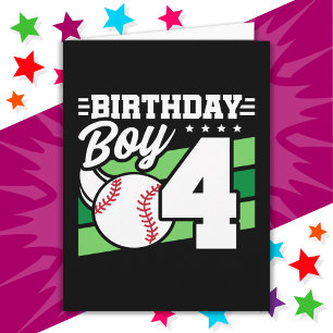 Carte Fête de baseball 4 ans Thème 4ème anniversaire Gar
