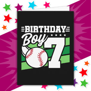 Carte Fête de baseball 7 ans Thème 7ème anniversaire gar