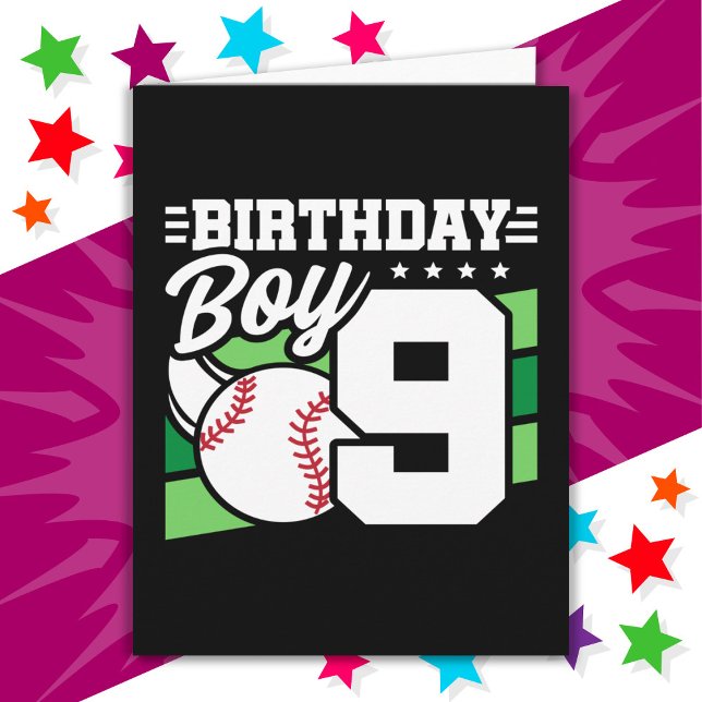 Carte Fête de baseball de 9 ans Thème 9e anniversaire ga (Créateur téléchargé)