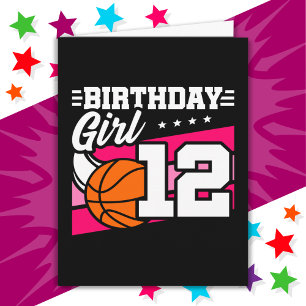 Carte Fête de basket-ball 12 ans Fille 12e anniversaire