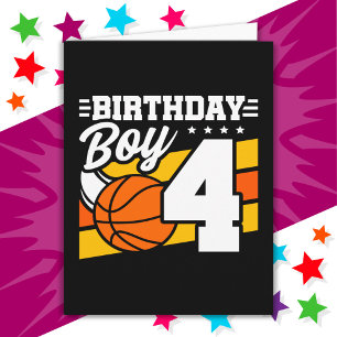 Carte Fête de basket-ball 4 ans Thème 4ème anniversaire 