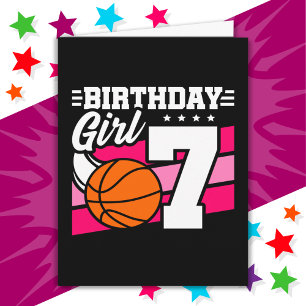 Carte Fête de basket-ball 7 ans 7e anniversaire fille
