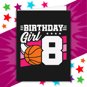 Carte Fête de basket-ball 8 ans Fille 8 ans