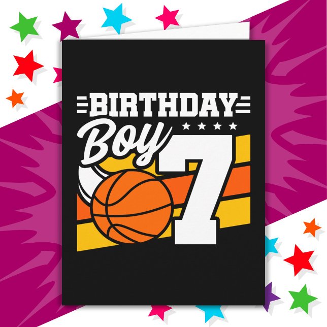 Carte Fête de basket-ball de 7 ans thème 7e anniversaire (Créateur téléchargé)