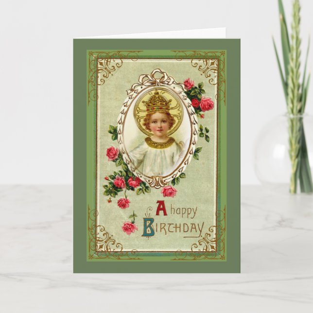 Carte Fête de Christ Roi Enfant Jésus Roses (Devant)