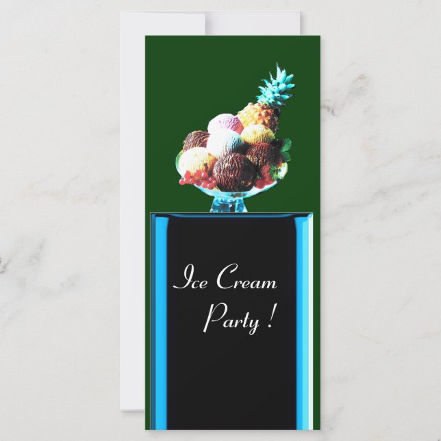 Carte FÊTE DE CRÈME DE GLACE - MAGASIN DE DÉSERT, bleu r (Devant)