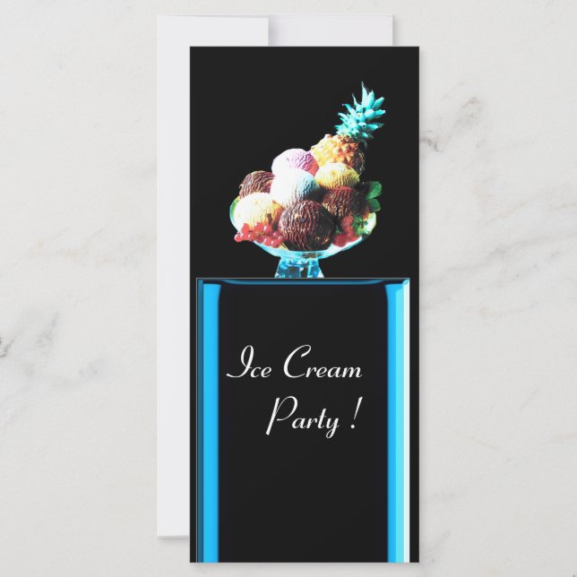 Carte FÊTE DE CRÈME DE GLACE - MAGASIN DE DÉSERT, bleu r (Devant)