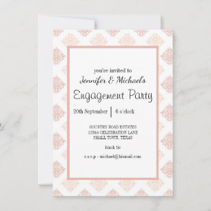 Carte Fête de Fiançailles Peach Blush Damask