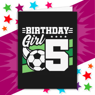 Carte Fête de football de 5 ans 5e anniversaire fille