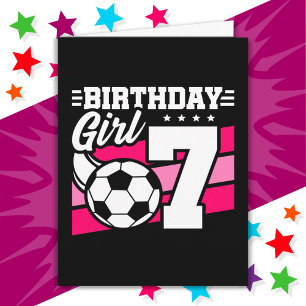 Carte Fête de football de 7 ans 7e anniversaire fille