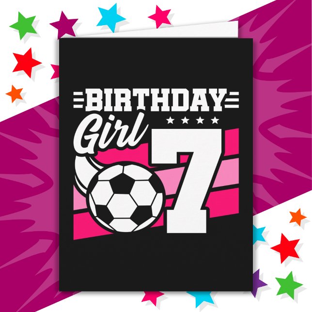 Carte Fête de football de 7 ans 7e anniversaire fille (Créateur téléchargé)