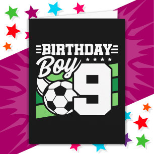 Carte Fête de football de 9 ans 9e anniversaire garçon