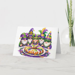 Carte Fête de Gnome de Mardi Gras avec la Galette des Ro