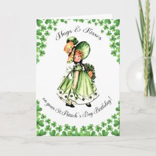 Carte Fête de la Saint Patrick Anniversaire. Petite fill