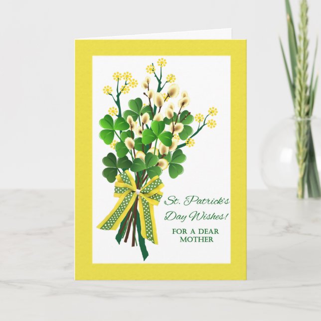Carte Fête de la Saint-Patrick pour la mère avec Bouquet (Devant)
