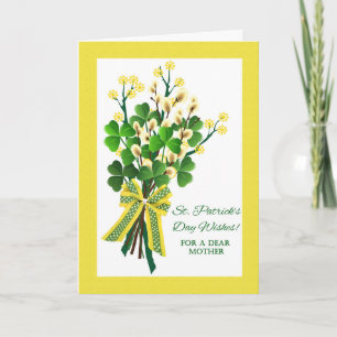 Carte Fête de la Saint-Patrick pour la mère avec Bouquet