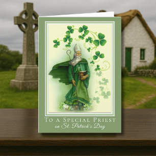Carte Fête de la Saint-Patrick Shamrocks pour prêtre cat