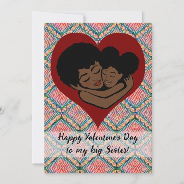 Carte Fête de la Saint-Valentin, une grande soeur ethniq (Devant)