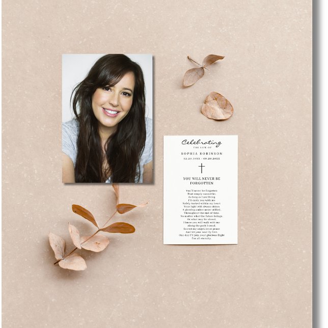 Carte Fête de la vie Photo Funeral Prayer Card (Créateur téléchargé)