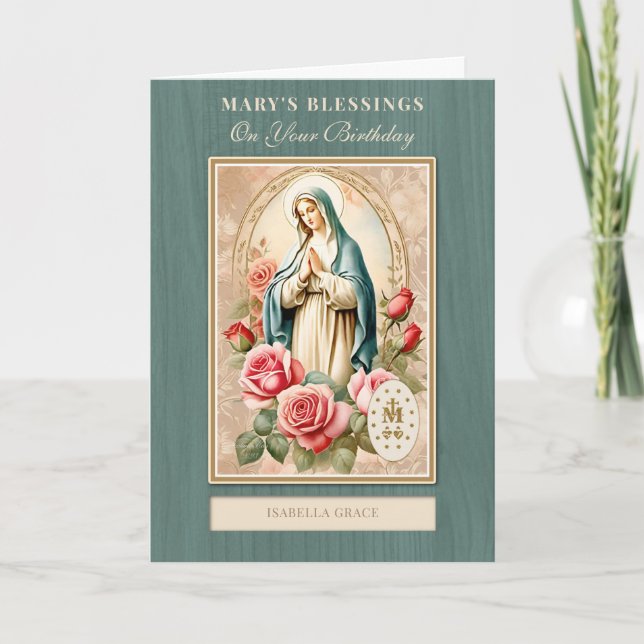 Carte Fête de l'Anniversaire Catholique Vierge Marie (Devant)