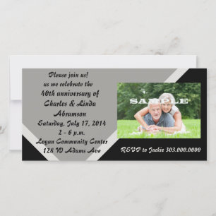 Carte Fête de l'anniversaire de l'argent noir moderne