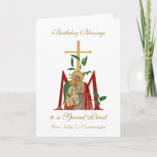Carte Fête de l'Anniversaire du prêtre Vierge Marie Jésu