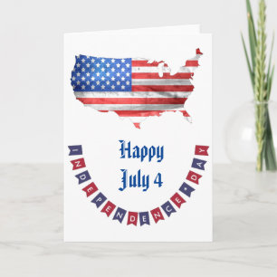 Carte Fête de l'Indépendance Juillet 4 American Flag USA
