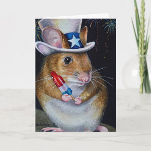 Carte Fête de l'Indépendance - Souris no 2 Aquarelle Art