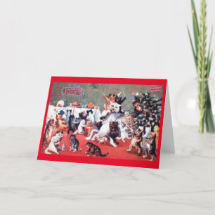 Carte Fête de Noël avec chatons, Louis Wain Card