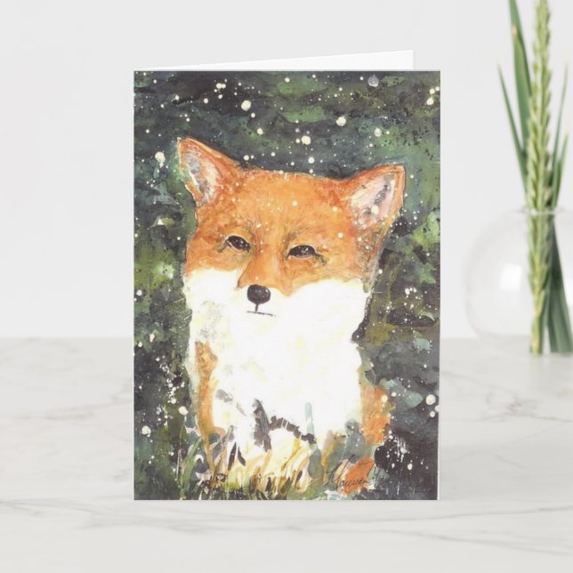 Carte Fête de Noël de la neige de Fox Maureen Girard (Devant)