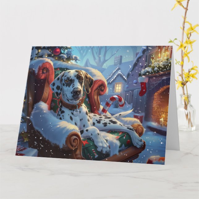 Carte Fête de Noël des Chiens de Dalmatie (Fleur jaune)