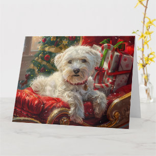 Carte Fête de Noël des chiens maltais