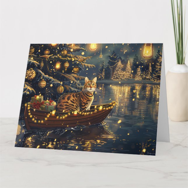 Carte Fête de Noël du chat du Bengale Voyage (Devant)
