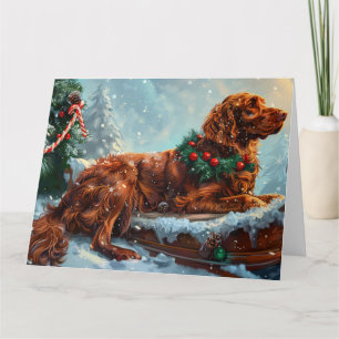 Carte Fête de Noël du chien roux irlandais