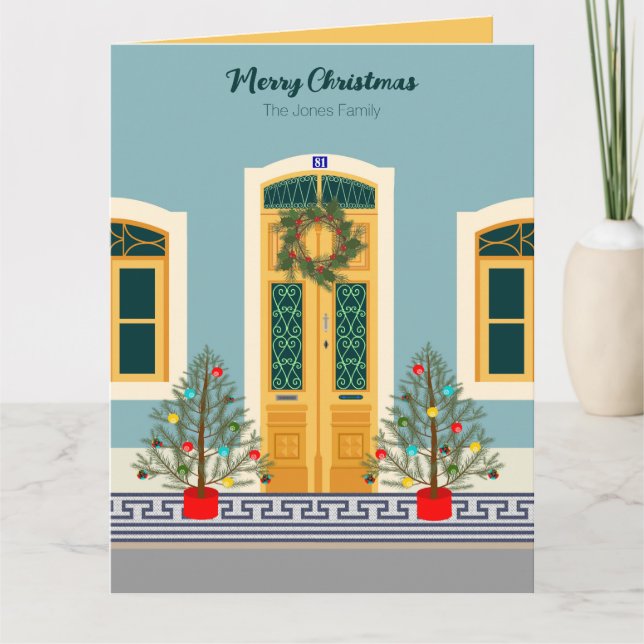 Carte Fête de Noël Portugais Maison (Devant)