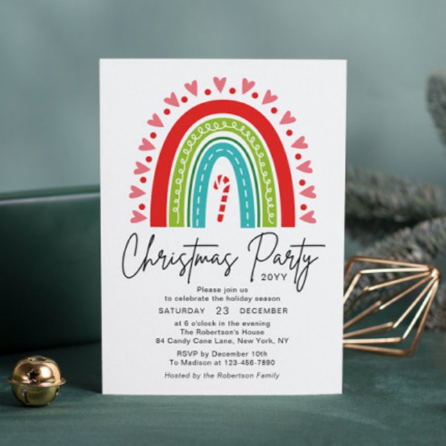 Carte Fête de Noël Rainbow Sucre de canne Coeur (Créateur téléchargé)