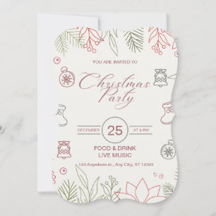 Carte Fête de Noël simple blanche de marque personnalisé