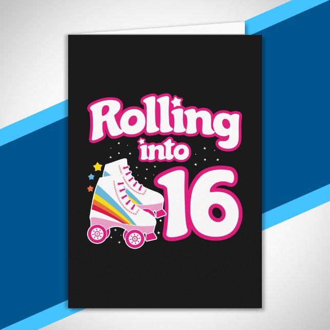 Carte Fête de patin à roulettes - Fête d'anniversaire 16 (Créateur téléchargé)