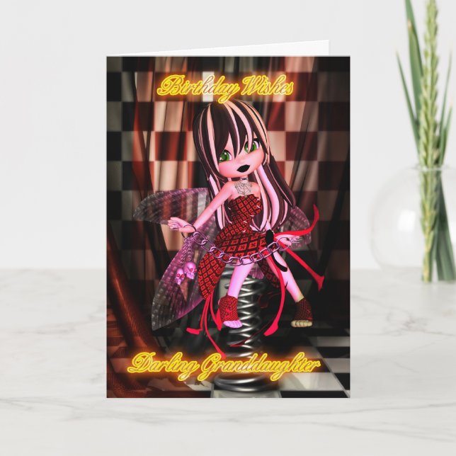Carte Fête de petite fille avec Moonies Cutie Pie Goth (Devant)