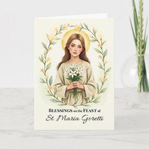 Carte Fête de Sainte Maria Goretti Bénédictions Lys