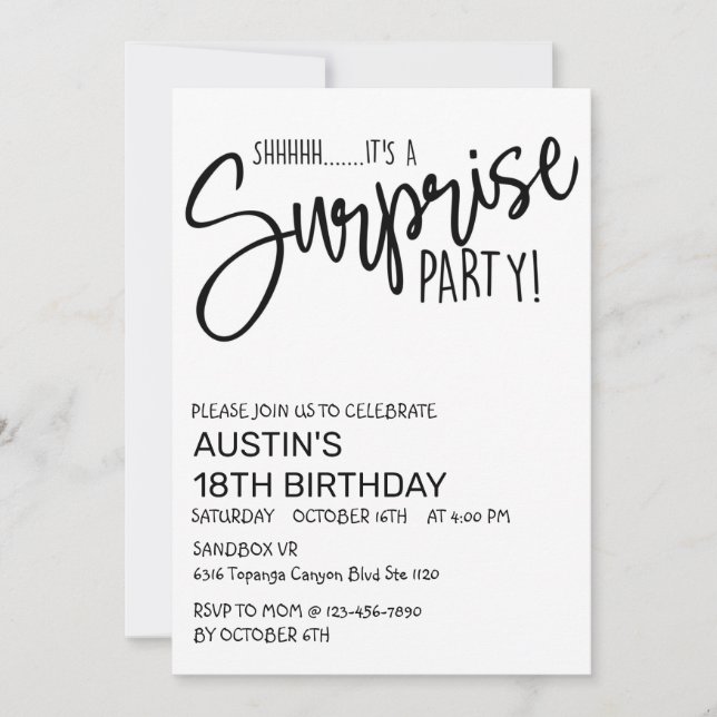 CARTE FÊTE DE SURPRISE, ANNIVERSAIRE, TOUT ÂGE, SIMPLE (Devant)