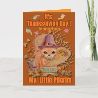 Carte Fête de Thanksgiving personnalisée pour enfants pè
