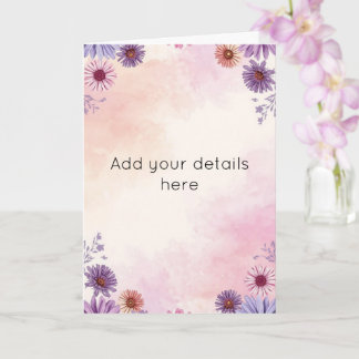 Carte Fête de thé florale pour les 70 ans de Jardin de C