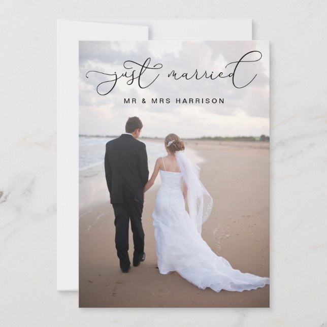 Carte Fête d'Elopement Minimale Plus tard Mariage photo (Devant)