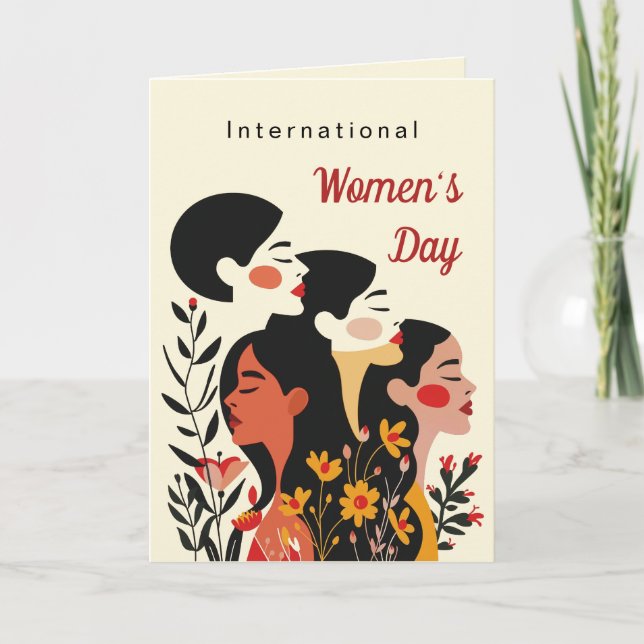 Carte Fête des femmes Florales Cheveux noirs (Devant)